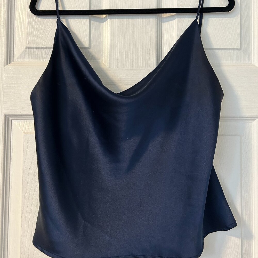 Blue Relaxed Fit Camisole Crop Top - Picture 2 of 4